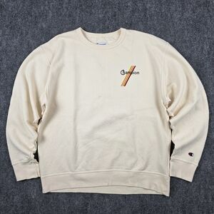 Champion Cream Retro Stripe Crewneck Sweatshirt L
